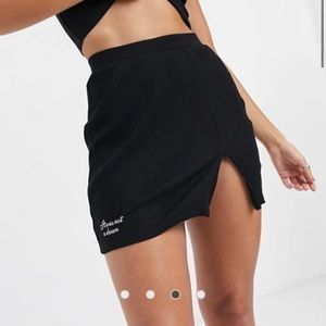 NWT Slit Mini Skirt Rib Knit Graphic Black S